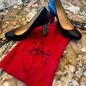 Christian Louboutin Black and Silver Heels with Elegant Design